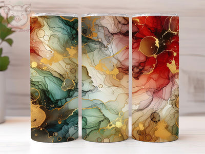 Alcohol Ink Gold, Red, And Green Colors 20oz Tumbler Png, Abstract Sublimation Design, Digital, Digital Download PNG Sublimation Lara' s Designs 