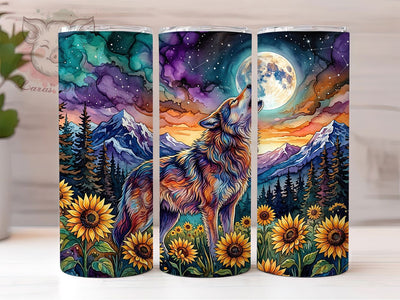 Alcohol Ink Howling Wolf 20oz Tumbler, Alcohol Ink Wolf, Howling Wolf, Wolf Tumbler, 20oz Tumbler, Alcohol Ink Tumbler, Howling Tumbler, Tumbler Wrap Sublimation Lara' s Designs 