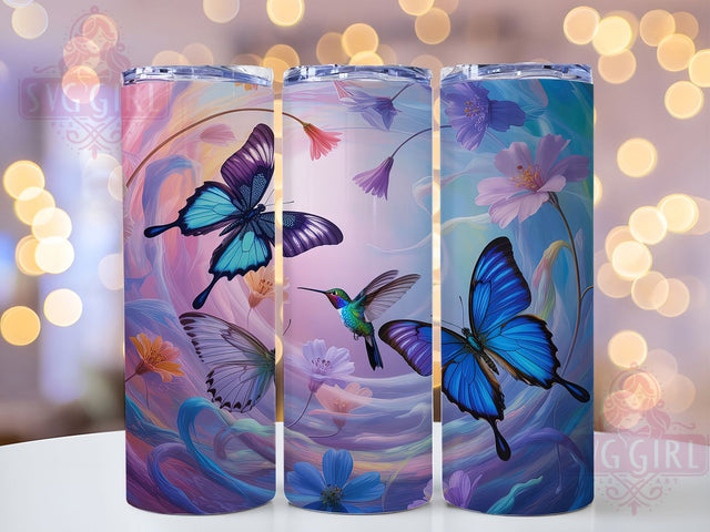 Alcohol Ink Hummingbird Butterfly Tumbler, Butterfly Sublimation Design, Colorful Ink Art, 20oz Nature Tumbler, Whimsical Bird Mug, Stylish Butterfly Cup, Vibrant Ink Wrap Sublimation SvggirlplusArt 