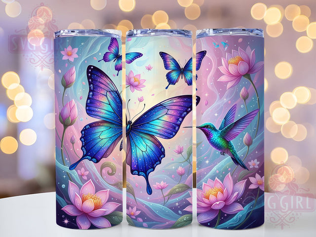 Alcohol Ink Hummingbird Butterfly Tumbler, Butterfly Sublimation Design, Colorful Ink Art, 20oz Nature Tumbler, Whimsical Bird Mug, Stylish Butterfly Cup, Vibrant Ink Wrap Sublimation SvggirlplusArt 
