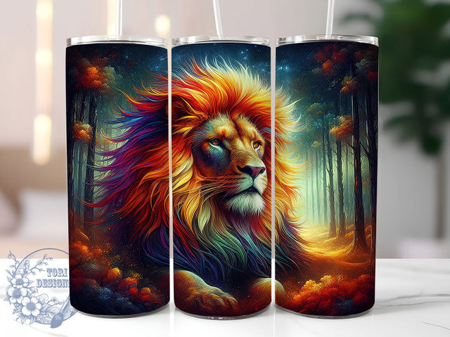 Alcohol Ink Lion Colorful 20oz Tumbler Wrap, Watercolor Lion Sublimation, Vibrant Big Cat 20oz Wrap, Artistic Ink Animal Design, Seamless Lion Art Tumbler, Abstract Wildlife Tumbler Sublimation ToriDesigns 
