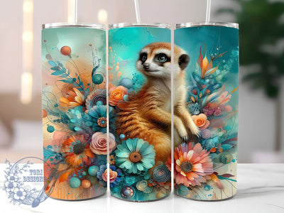 Alcohol Ink Meerkat Tumbler, Animal Lovers Tumbler, Alcohol Ink 20oz Wrap, Sublimation Design, Cute Meerkat Gift, Artistic Ink Wrap, Whimsical Animal Tumbler Sublimation ToriDesigns 