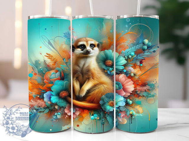 Alcohol Ink Meerkat Tumbler, Animal Lovers Tumbler, Alcohol Ink 20oz Wrap, Sublimation Design, Cute Meerkat Gift, Artistic Ink Wrap, Whimsical Animal Tumbler Sublimation ToriDesigns 