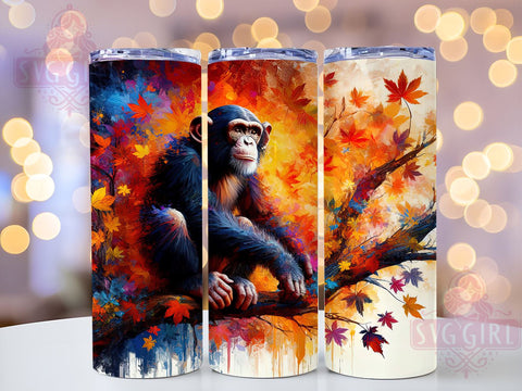 Alcohol Ink Monkey 20oz Tumbler, Monkey Design Tumbler, 20oz Wrap, Sublimation Tumbler, Colorful Tumbler Wrap, Unique Tumbler, Animal Print Tumbler Sublimation SvggirlplusArt 