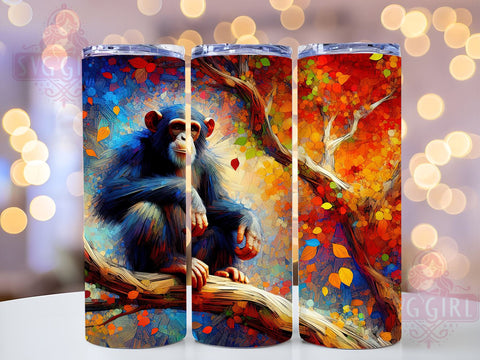Alcohol Ink Monkey 20oz Tumbler, Monkey Design Tumbler, 20oz Wrap, Sublimation Tumbler, Colorful Tumbler Wrap, Unique Tumbler, Animal Print Tumbler Sublimation SvggirlplusArt 
