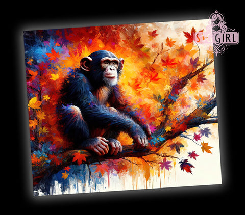 Alcohol Ink Monkey 20oz Tumbler, Monkey Design Tumbler, 20oz Wrap, Sublimation Tumbler, Colorful Tumbler Wrap, Unique Tumbler, Animal Print Tumbler Sublimation SvggirlplusArt 