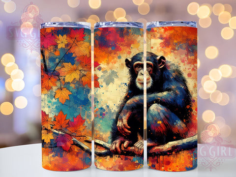 Alcohol Ink Monkey 20oz Tumbler, Monkey Design Tumbler, 20oz Wrap, Sublimation Tumbler, Colorful Tumbler Wrap, Unique Tumbler, Animal Print Tumbler Sublimation SvggirlplusArt 