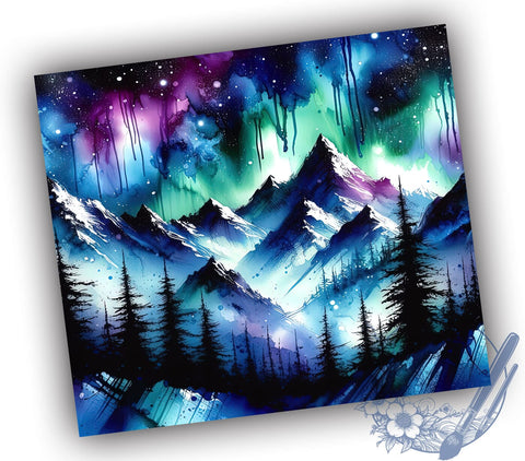 Alcohol Ink Northern Lights 20oz Skinny Tumbler, Northern Lights Tumbler Png, Straight & Tapered Tumbler Wrap, Instant Digital Download Sublimation ToriDesigns 