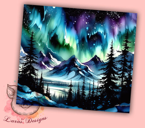 Alcohol Ink Northern Lights 20oz Tumbler Png, Straight & Tapered Tumbler Png, Northern Lights Tumbler Png, Digital Download PNG Sublimation Lara' s Designs 