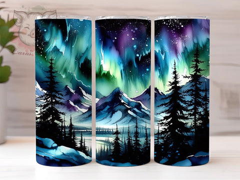 Alcohol Ink Northern Lights 20oz Tumbler Png, Straight & Tapered Tumbler Png, Northern Lights Tumbler Png, Digital Download PNG Sublimation Lara' s Designs 