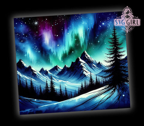 Alcohol Ink Northern Lights 20oz Tumbler Wrap Sublimation Design, Straight Tapered Tumbler Wrap, Northern Lights Tumbler Png, Instant Digital Download Sublimation SvggirlplusArt 