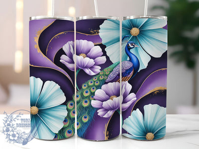 Alcohol Ink Peacock Tumbler, Alcohol Ink Tumbler, 20oz Tumbler Wrap, Sublimation Design, Exotic Bird Gift, Abstract Ink Wrap, Artistic Peacock Tumbler Sublimation ToriDesigns 