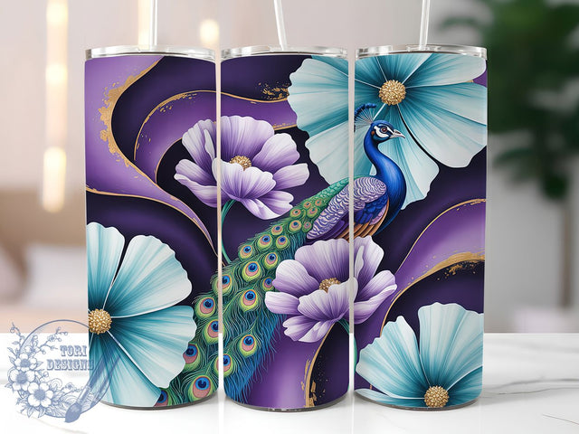Alcohol Ink Peacock Tumbler, Alcohol Ink Tumbler, 20oz Tumbler Wrap, Sublimation Design, Exotic Bird Gift, Abstract Ink Wrap, Artistic Peacock Tumbler Sublimation ToriDesigns 