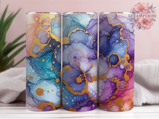 Alcohol Ink Purple Blue Gold Tumbler, Abstract Tumbler Png, Instant Digital Download PNG, Straight & Tapered Tumbler Wrap PNG Sublimation Li Zamperini 
