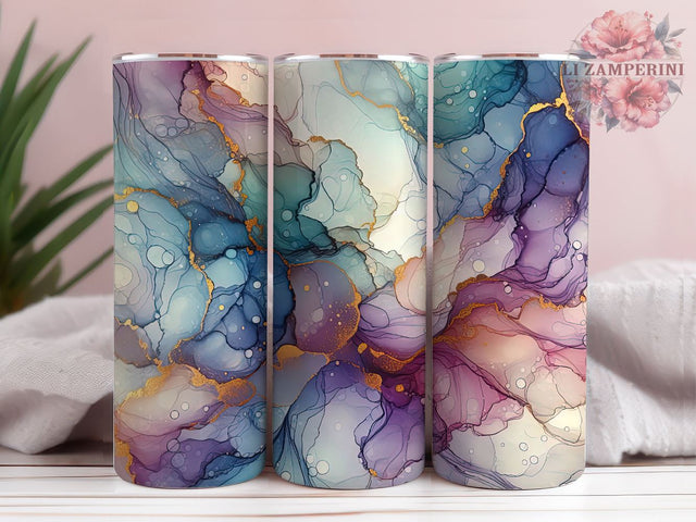 Alcohol Ink Purple Blue Gold Tumbler, Abstract Tumbler Png, Instant Digital Download PNG, Straight & Tapered Tumbler Wrap PNG Sublimation Li Zamperini 