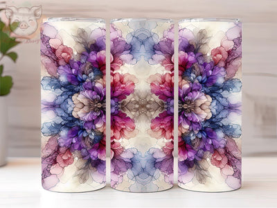 Alcohol Ink Purple Floral 20oz Tumbler Png, Straight & Tapered Tumbler Png, Flower Art Tumbler Png, Digital Download PNG Sublimation Lara' s Designs 