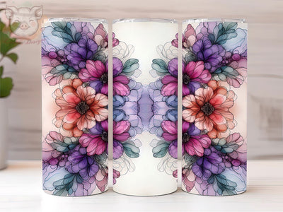 Alcohol Ink Purple Floral 20oz Tumbler Png, Straight & Tapered Tumbler Png, Flower Art Tumbler Png, Digital Download PNG Sublimation Lara' s Designs 