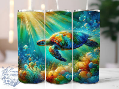 Alcohol Ink Sea Turtle Tumbler, Sea Turtle Tumbler, 20oz Tumbler Wrap, Sublimation Design, Ocean Lover Gift, Abstract Ink Wrap, Marine Life Tumbler Sublimation ToriDesigns 