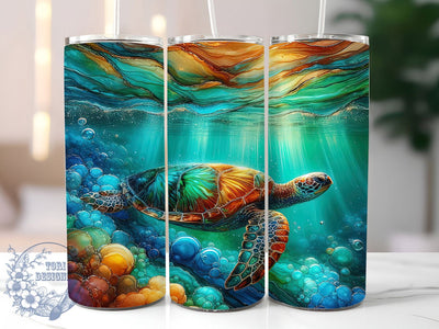 Alcohol Ink Sea Turtle Tumbler, Sea Turtle Tumbler, 20oz Tumbler Wrap, Sublimation Design, Ocean Lover Gift, Abstract Ink Wrap, Marine Life Tumbler Sublimation ToriDesigns 