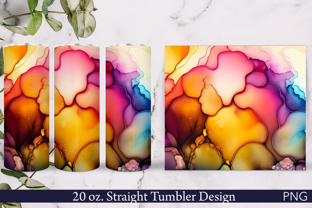 Alcohol Ink Tumbler Wrap | Abstract Colorful Design Sublimation Pfiffen's World 