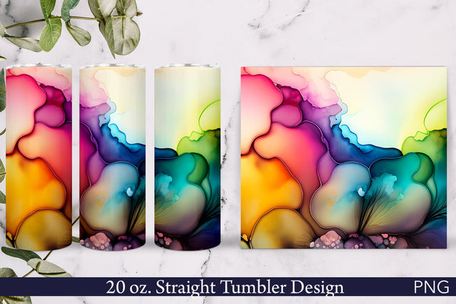 Alcohol Ink Tumbler Wrap | Abstract Colorful Design Sublimation Pfiffen's World 