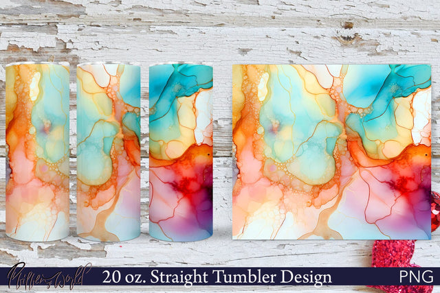 Alcohol Ink Tumbler Wrap | Abstract Design PNG Sublimation Pfiffen's World 
