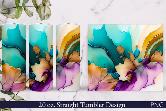 Alcohol Ink Tumbler Wrap | Abstract Green PNG Sublimation Pfiffen's World 