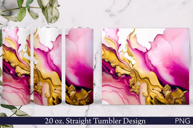 Alcohol Ink Tumbler Wrap | Abstract Pink Design Sublimation Pfiffen's World 