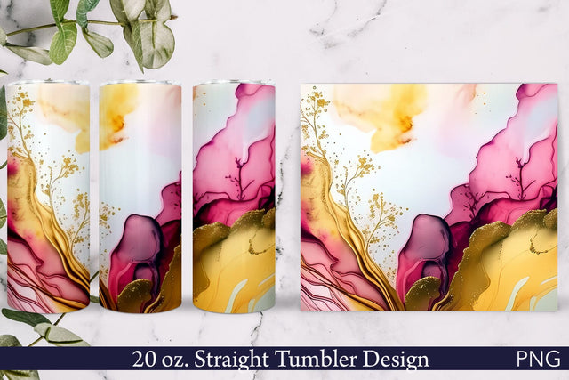 Alcohol Ink Tumbler Wrap | Abstract Pink PNG Sublimation Pfiffen's World 