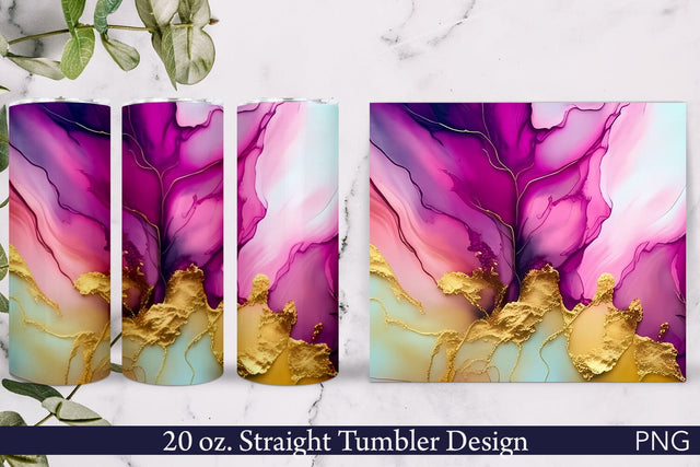 Alcohol Ink Tumbler Wrap | Abstract Pink Sublimation Pfiffen's World 