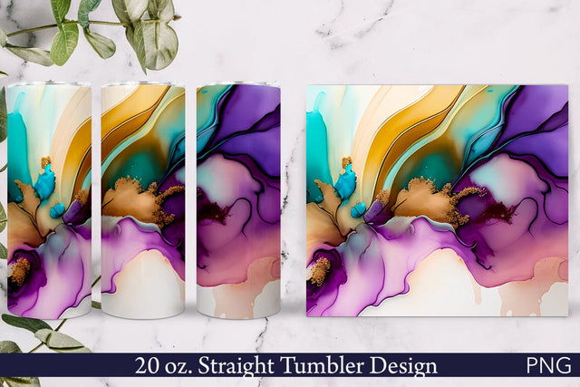Alcohol Ink Tumbler Wrap | Abstract Purple PNG Sublimation Pfiffen's World 