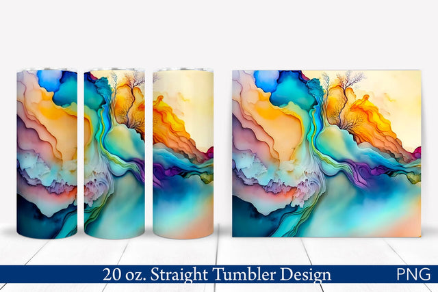 Alcohol Ink Tumbler Wrap | Colorful PNG Sublimation Pfiffen's World 