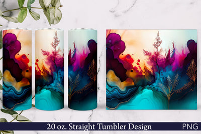 Alcohol Ink Tumbler Wrap | Deep Green PNG Sublimation Pfiffen's World 