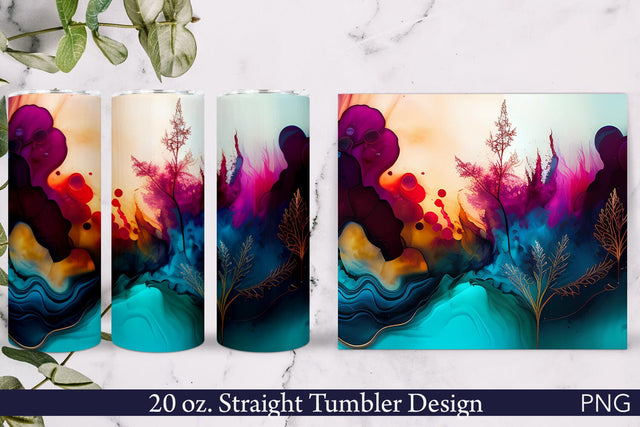 Alcohol Ink Tumbler Wrap | Deep Green PNG Sublimation Pfiffen's World 