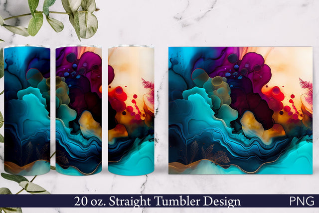 Alcohol Ink Tumbler Wrap | Deep Green Sublimation Pfiffen's World 