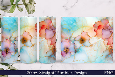Alcohol Ink Tumbler Wrap | Floral Design Sublimation Pfiffen's World 
