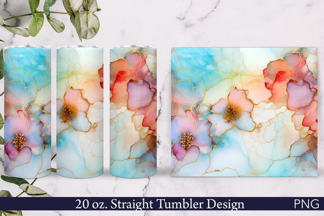Alcohol Ink Tumbler Wrap | Floral Design Sublimation Pfiffen's World 