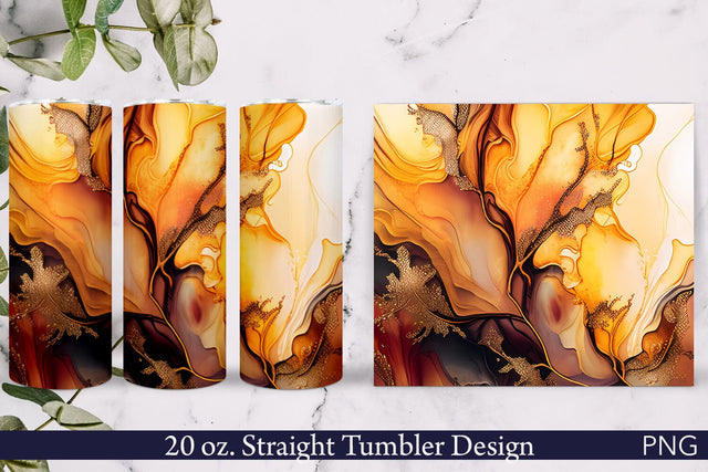 Alcohol Ink Tumbler Wrap | Golden Design Sublimation Pfiffen's World 
