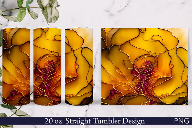 Alcohol Ink Tumbler Wrap | Golden Rose Sublimation Pfiffen's World 