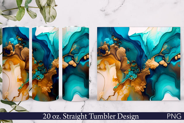 Alcohol Ink Tumbler Wrap | Green and Golden Sublimation Pfiffen's World 