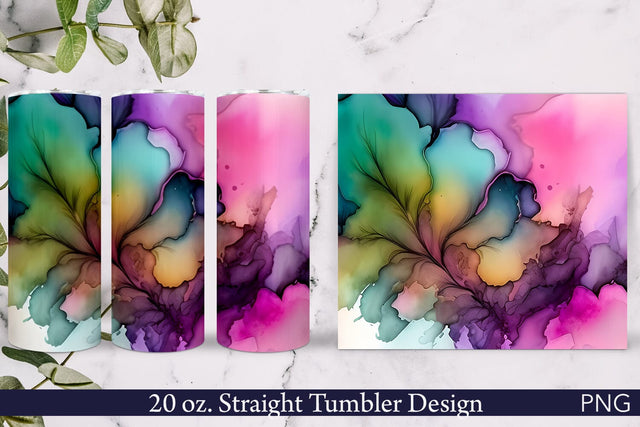 Alcohol Ink Tumbler Wrap | Green and Pink Sublimation Pfiffen's World 