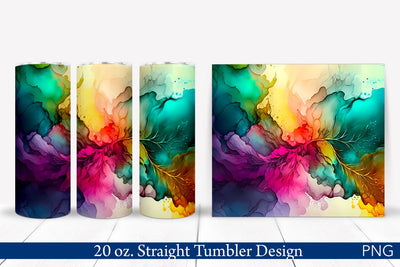 Alcohol Ink Tumbler Wrap | Green & Pink PNG Sublimation Pfiffen's World 