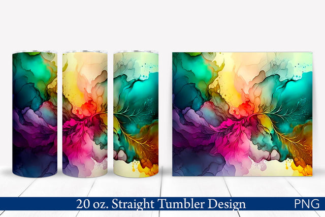 Alcohol Ink Tumbler Wrap | Green & Pink PNG Sublimation Pfiffen's World 
