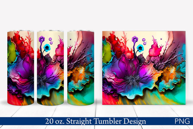 Alcohol Ink Tumbler Wrap | Green & Pink Sublimation Pfiffen's World 