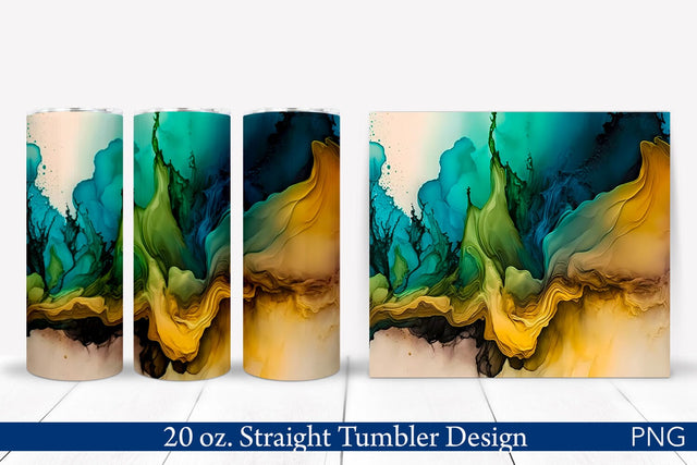 Alcohol Ink Tumbler Wrap | Green & Yellow Sublimation Pfiffen's World 