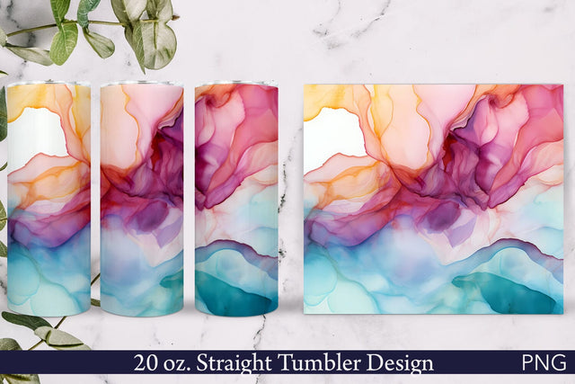Alcohol Ink Tumbler Wrap | Pink PNG Sublimation Pfiffen's World 