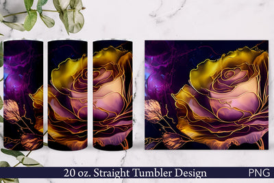 Alcohol Ink Tumbler Wrap | Pink Rose Sublimation Pfiffen's World 