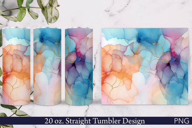 Alcohol Ink Tumbler Wrap | Soft Colors PNG Sublimation Pfiffen's World 