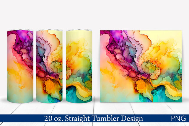 Alcohol Ink Tumbler Wrap | Yellow & Pink Sublimation Pfiffen's World 