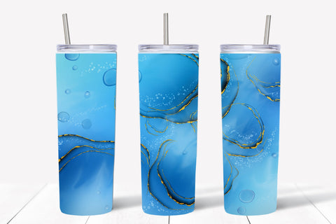 Alcohol Ink Water tumbler wrap 20 oz, skinny tumbler wrap Sublimation LuckyTurtleArt 